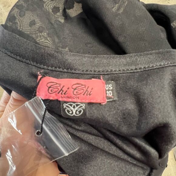 Chi Chi London Dot Right Now Mini Dress Long Sleeves Size 10 NWT - Picture 9 of 10